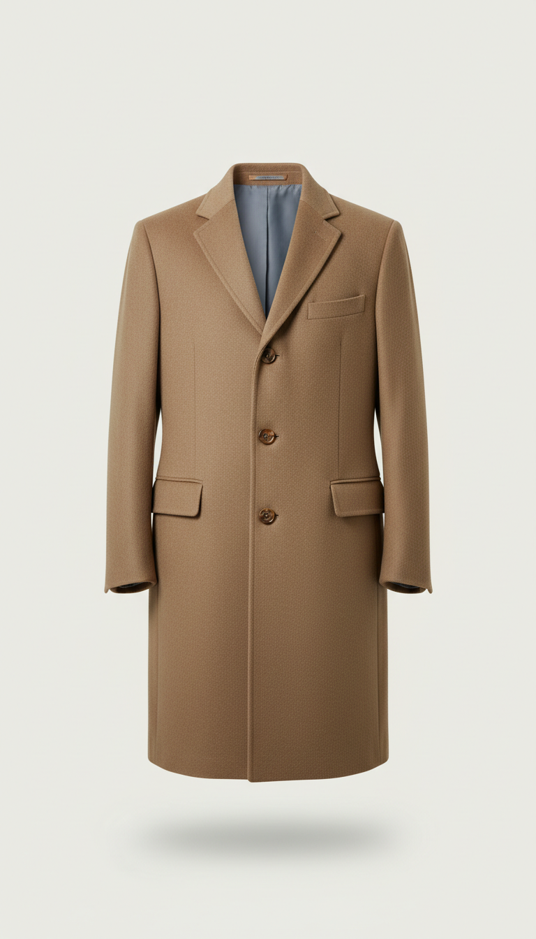 Wool Overcoat in Camel Dusk