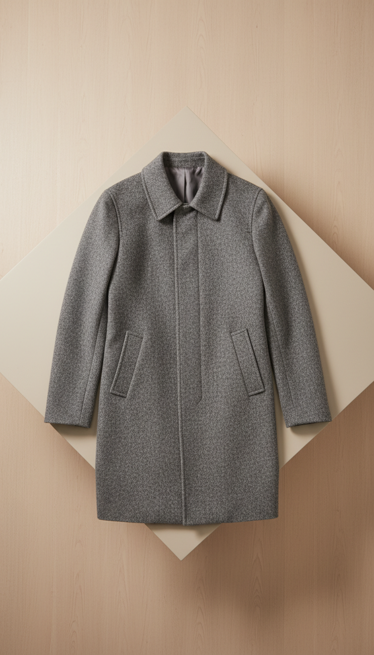 Tailored Wool Coat in Heather Grey